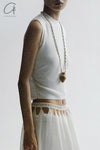 SWAYING/KNIT Silk Cashmere Back Hollow Vest SW24SS1T12 White PS75